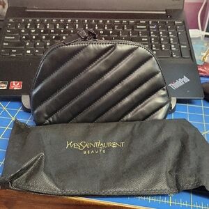 Yves Saint Laurent Black Pouch Bag 8x5 New In Dust Bag